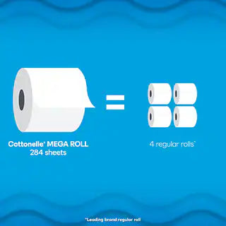 Cottonelle Ultra Clean Toilet Paper, 1-ply, White, 312 Sheets/Roll, 24=96 Rolls