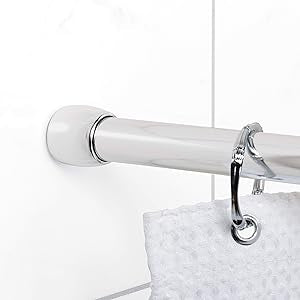 Zenna Home NeverRust Adjustable Tension Shower Curtain Rod, Rustproof and Stall-Sized, 30 to 43 Inches, Chrome
