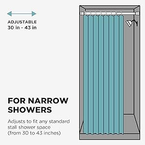 Zenna Home NeverRust Adjustable Tension Shower Curtain Rod, Rustproof and Stall-Sized, 30 to 43 Inches, Chrome