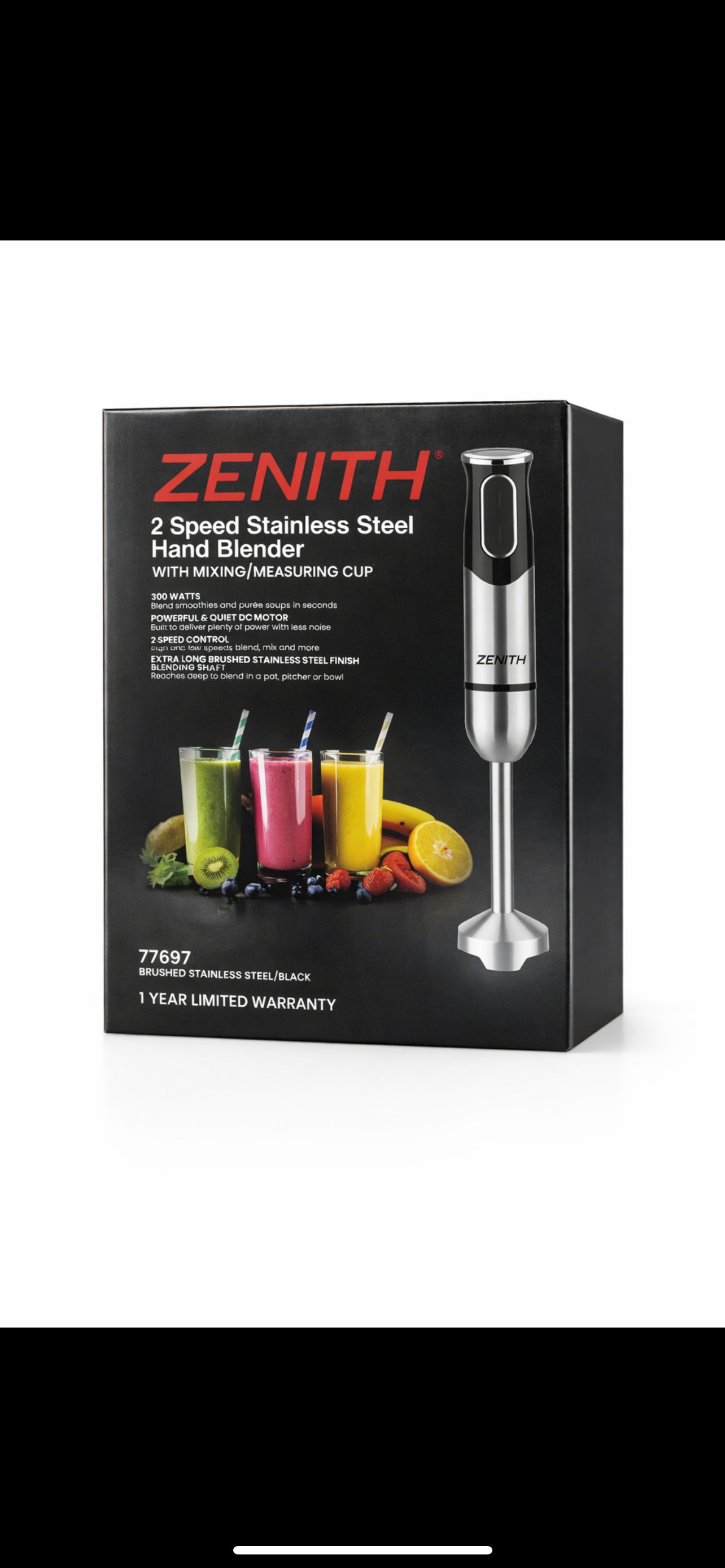 ZENITH2 speed stainless steel hand blender with mixing measuring cup 
