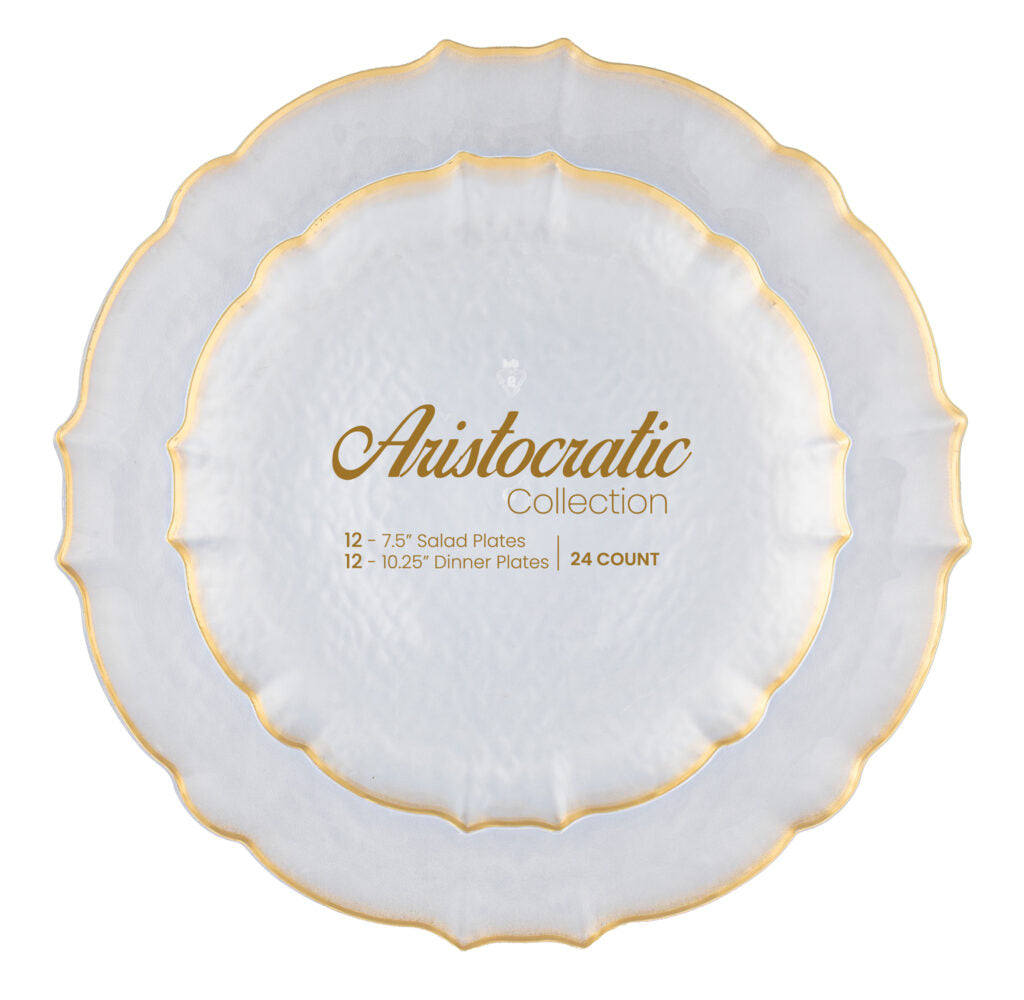 Aristocratic 7″ & 10″ Combo Clear/Gold Rim (24 Count)