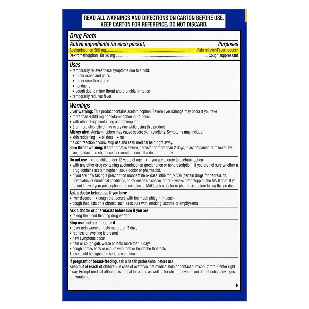 Theraflu Multi-Symptom Severe Cold Relief Daytime Powder - Honey Lemon - 6ct