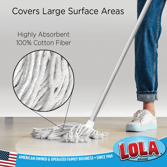 Lola Cotton Deck Wet Mop Refill Head, Soft Cotton Yarn, Fits Standard US Threaded Handles, 1 Pack