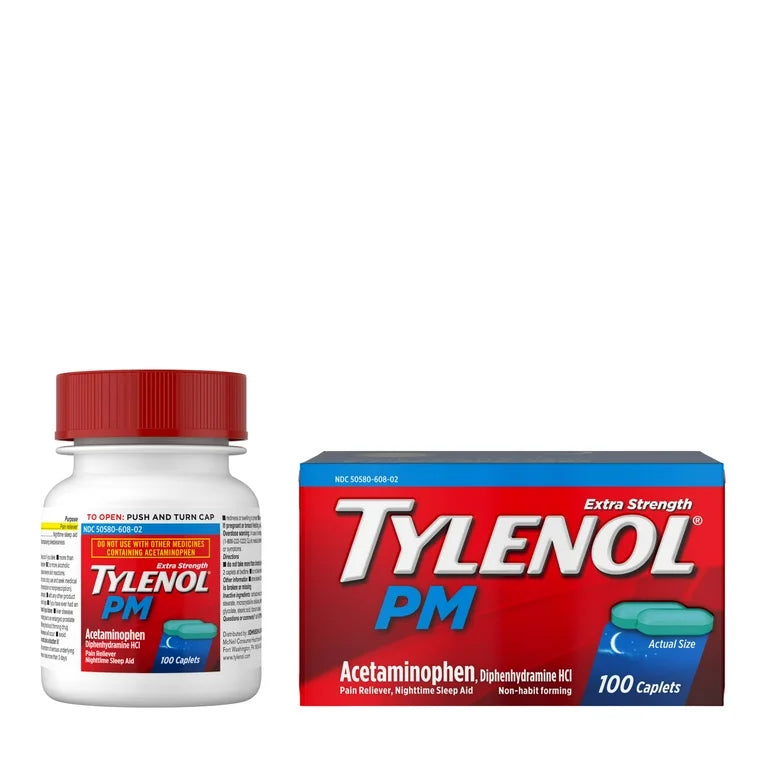Tylenol PM Extra Strength Pain Reliever & Sleep Aid Caplets, 100 Count