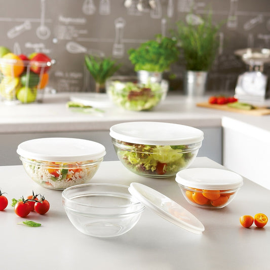 PASABAHCE Glass Bowl with white cover 1.5Q