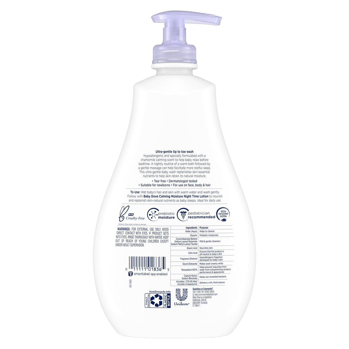 Baby Dove Calming Moisture Baby Body Wash & Shampoo, Hypoallergenic and Tear-Free - 400ML