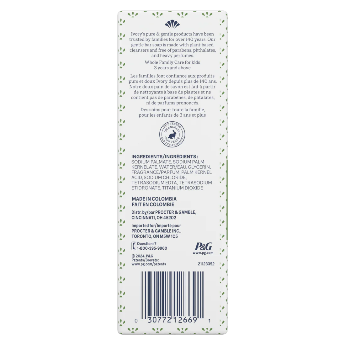 Ivory Gentle Bar Soap Soothing Notes of Aloe - (12x3.17