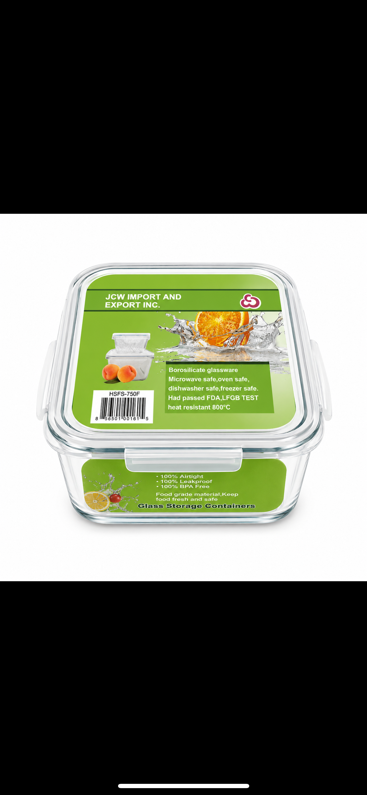 Square food container glass