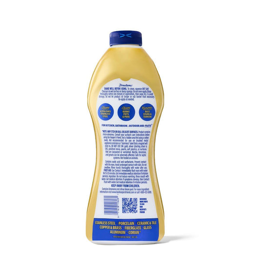 Bar Keepers Friend Non Bleach Soft Cleanser, Multipurpose Household Cleanser & Polish for Kitchen, Bath, Cookware & Outdoors - 26oz