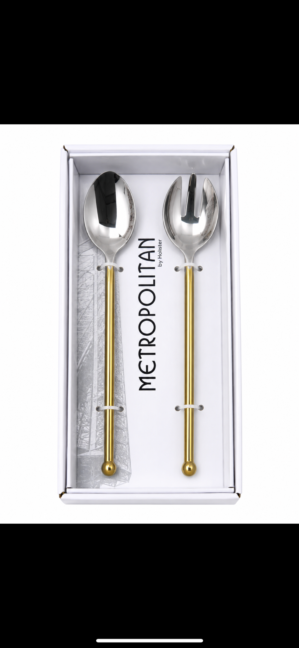 2pc Salad Serving SS Gold