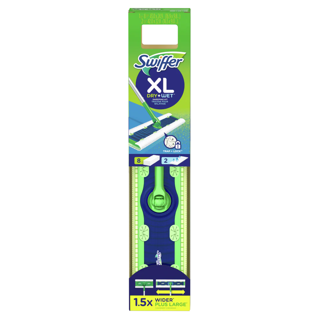 Swiffer Sweeper Dry + Wet XL Sweeping Kit (1 Sweeper, 8 Dry Cloths, 2 Wet Cloths