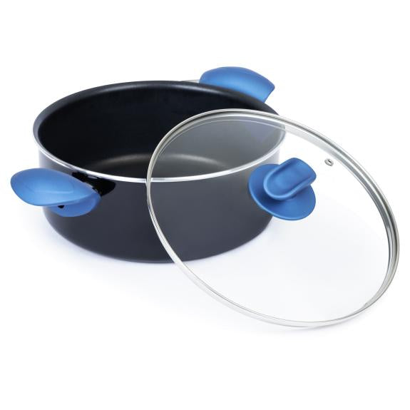 High-quality nonstick stock pot 5.7 quarts blue handle 