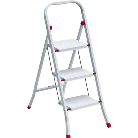 Folding Lightweight Step Ladder with Rail, Three-Step