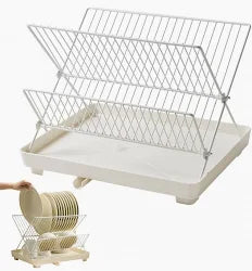 Collapsible Dish Rack-White/Navy
