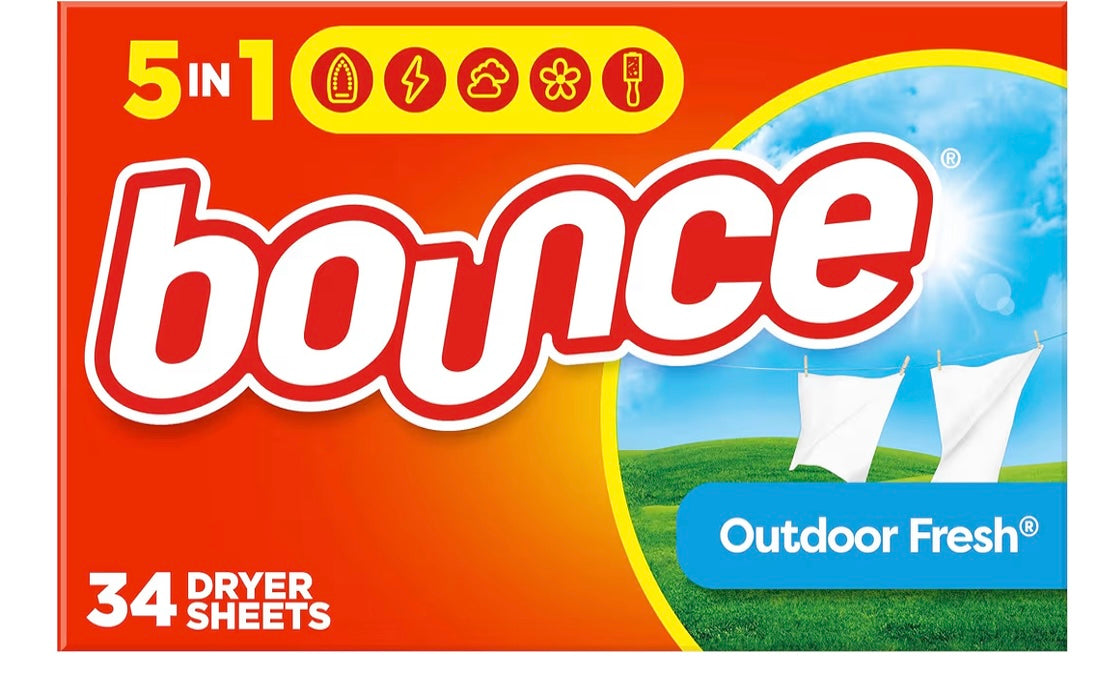 Bounce Fabric Softener Dryer Sheets, Outdoor Fresh Scent, 34 Count