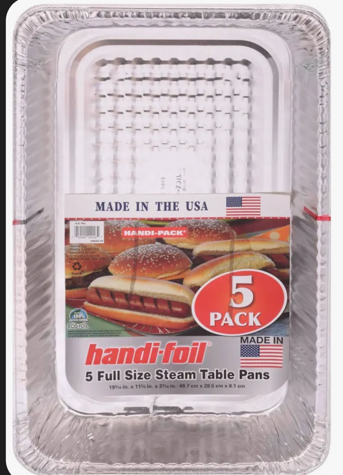 Full size aluminum tins 19 x 11 (5pk)