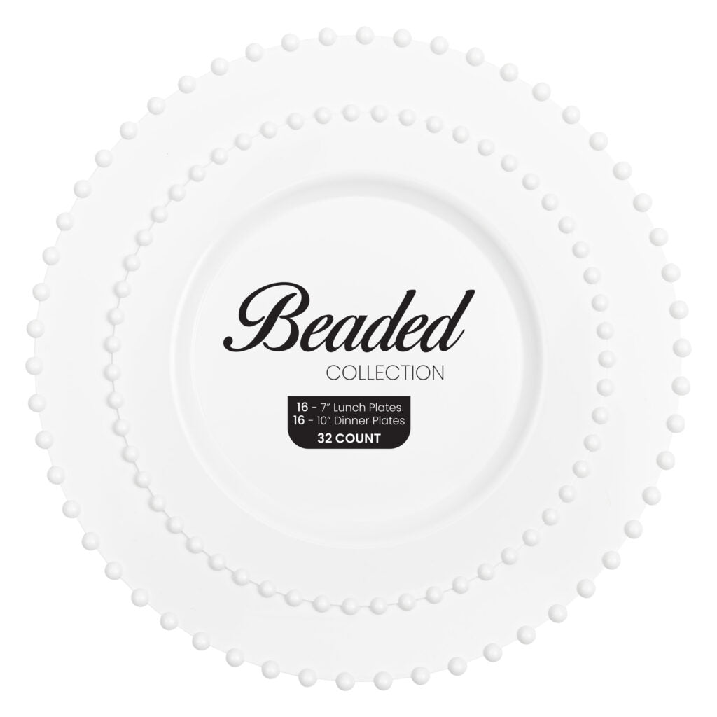 Beaded Collection Combo White 7″ & 10″ Plates (32 Count)