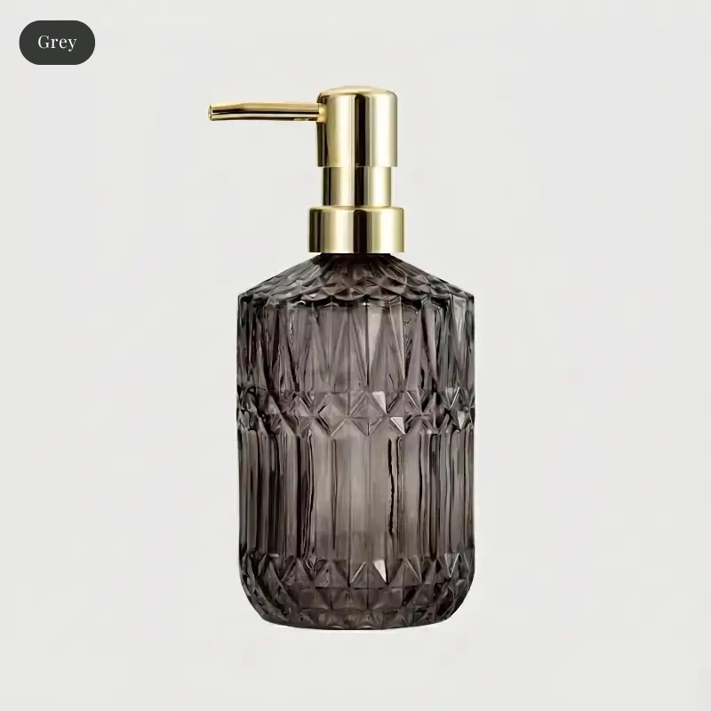 Facet Glass Soap Dispenser: Grey