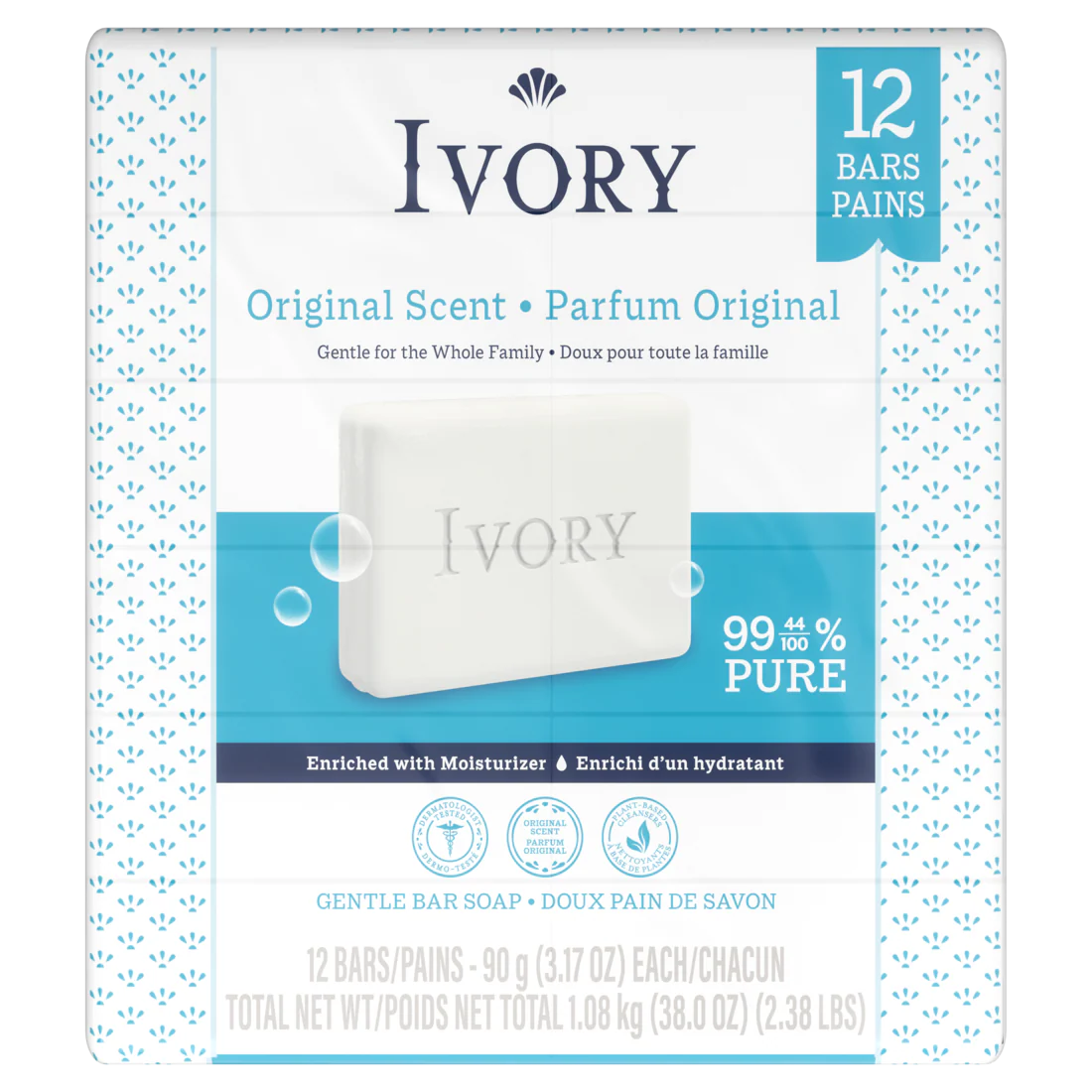 Ivory Gentle Bar Soap Original Scent 3.17oz - 12ct