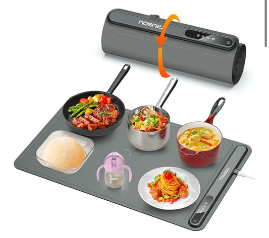 Flex plate flexible electric food warmer 15 x 24” Electric Warming Tray - Full Surface Heating,Rollable & Portable,Premium Silicone Nano-Material,3 Temperature Settings,Auto Shut-Off -Versatile Food Warmer for Gatherings,Parties,Everyday Use