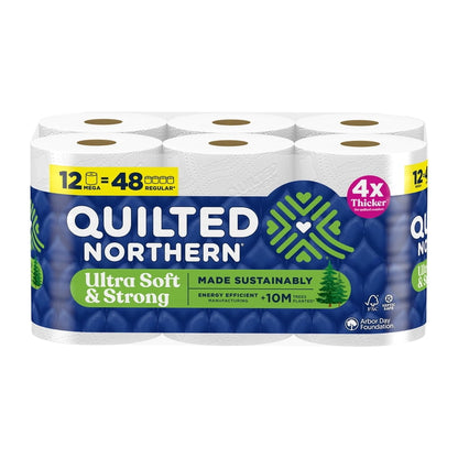 Quilted Northern Ultra Soft & Strong 2-Ply Toilet Paper, 12 Mega Rolls, 295 Sheets Per Roll