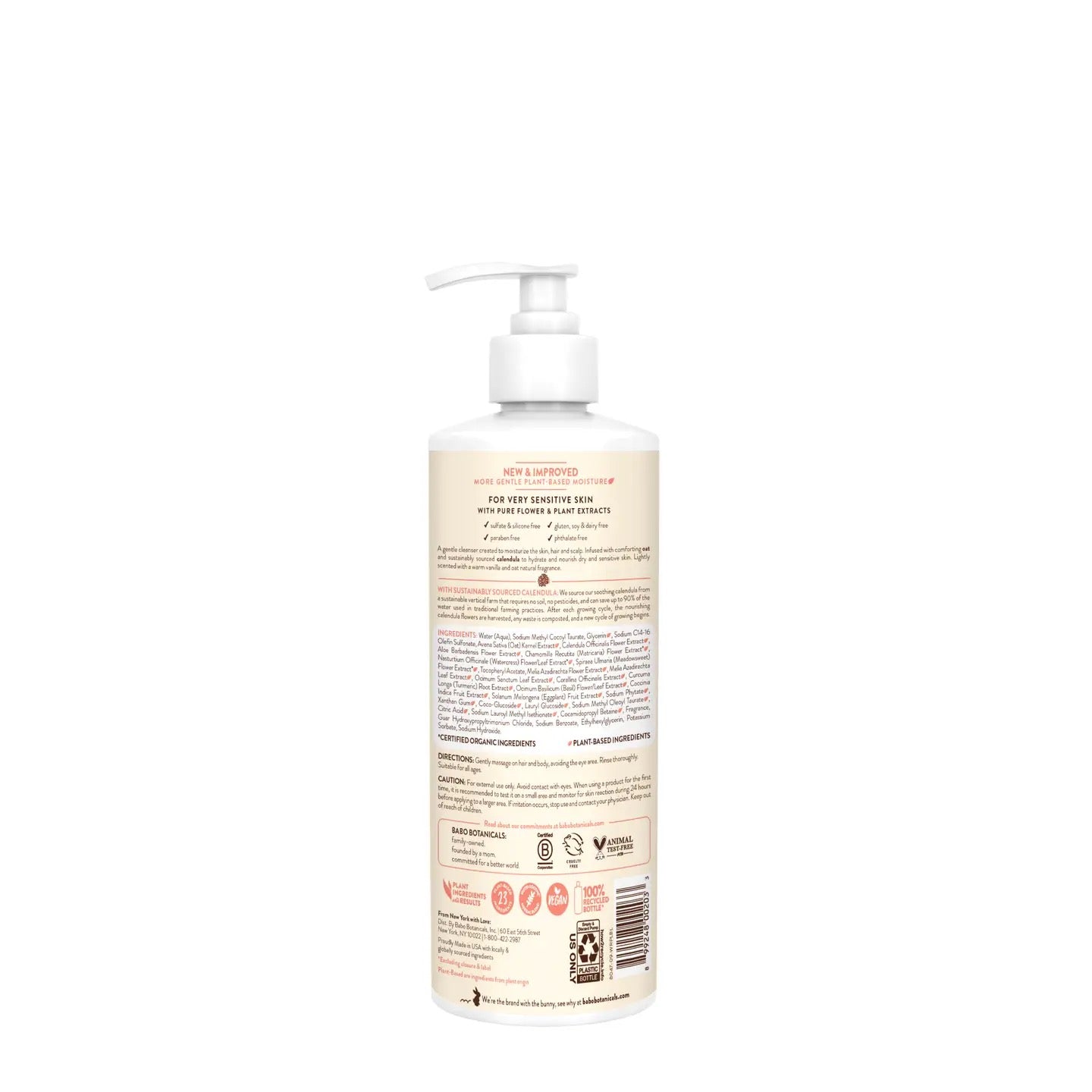 Babo Botanicals Moisturizing Oat and Calendula Shampoo and Wash - 8 oz