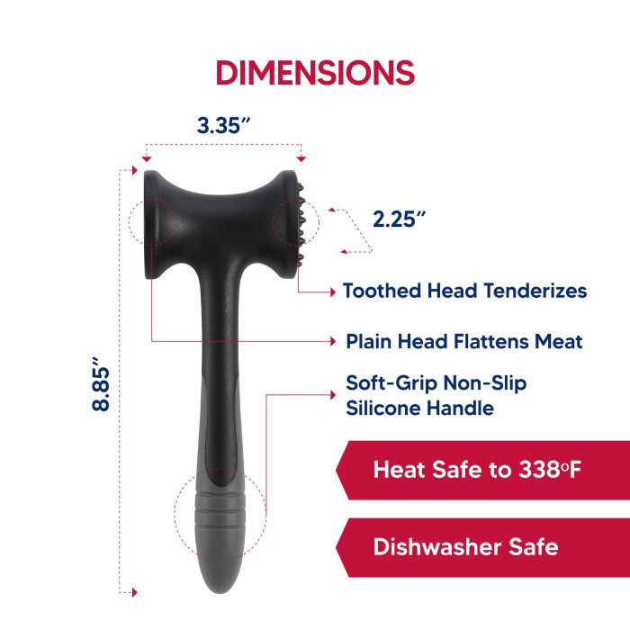 HIC Kitchen Soft-Grip Meat Tenderizer