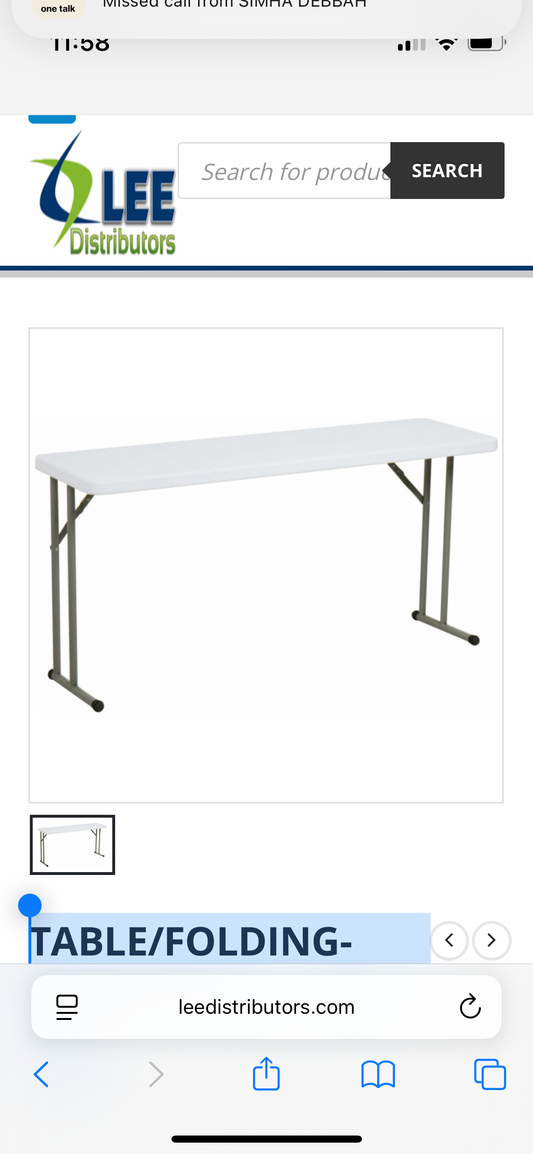 TABLE/FOLDING-PLASTIC H.D. – 18 x 72