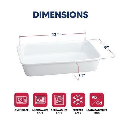 HIC Kitchen Lasagna Pan, White 12x9