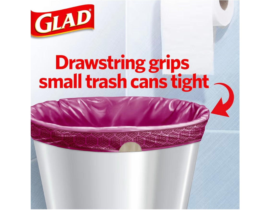 Glad OdorShield Medium Trash Bags, 8 Gal, Febreze Cherry Blossom, 26 Ct (Package May Vary)