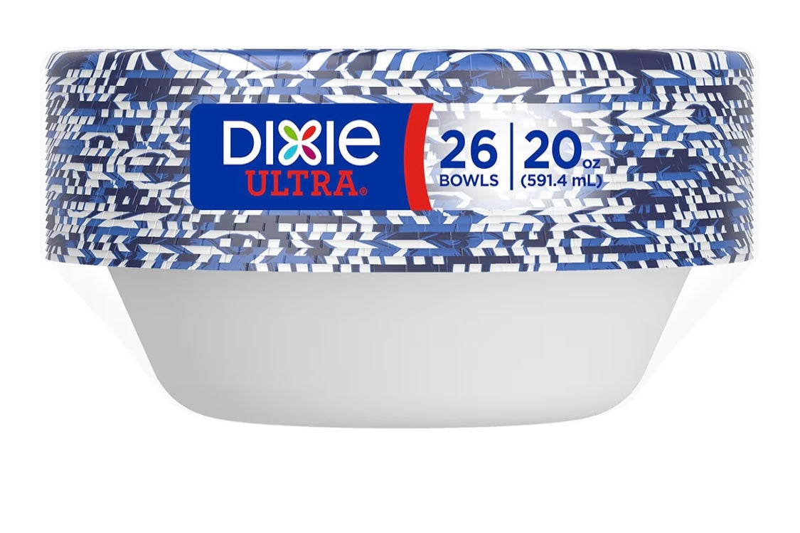 Dixie Ultra, Large Paper Bowls, 20 Oz, 26 Count, Microwave Safe, Compostable, Disposable Bowls Great For Breakfast, Lunch, And Dinner Meals