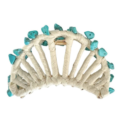 Raffia Seashell Hair Clip | Large Teal Claw Clip | New