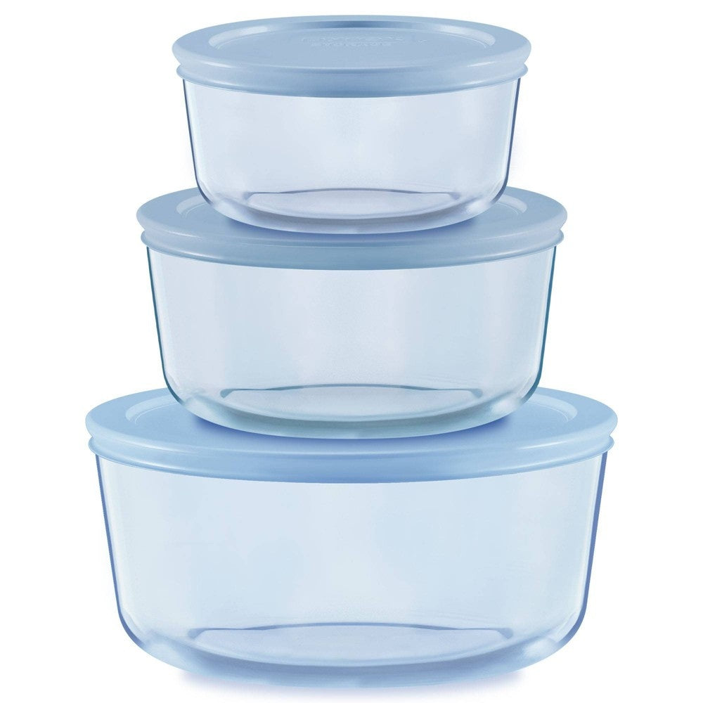Pyrexx colors blue lid six piece set