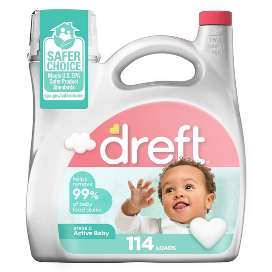 Dreft Stage 2 Active Baby Liquid Laundry Detergent Hypoallergenic 114 loads - 150oz