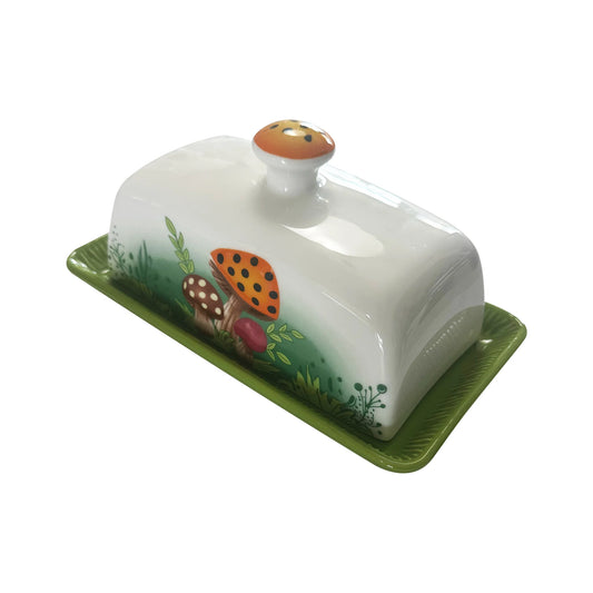 CERAMIC BUTTER DISH MUSHROOM