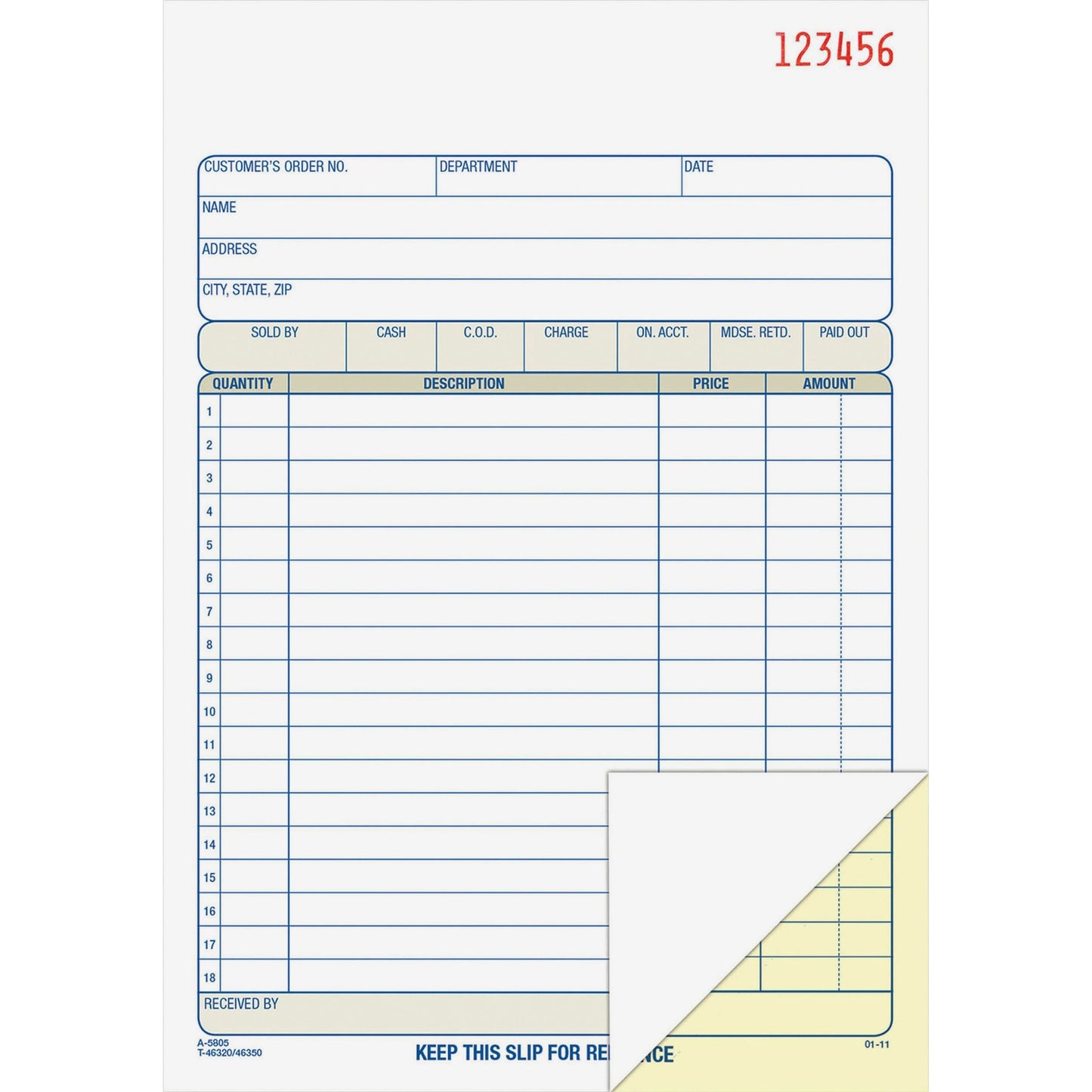 Sales Order Book 5 9/16"x87/1"