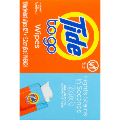 Tide To Go Instant Stain Remover Wipes, 10 Each
