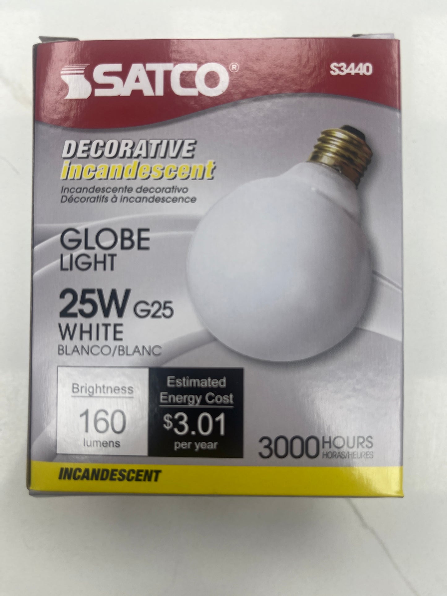 Globe Bulb Medium Base 25W white