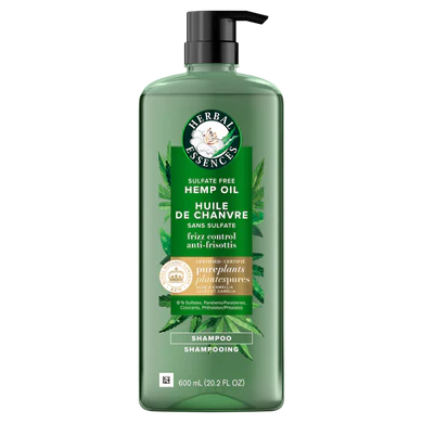 Herbal Essences Hemp Oil Sulfate Free Shampoo Frizz Control with Certified Camellia Oil and Aloe Vera For All Hair Types Especially Frizzy Hair - 20.2oz