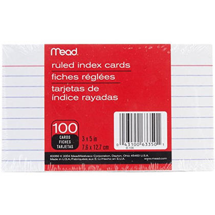 Ruled Index Cards 3x5"