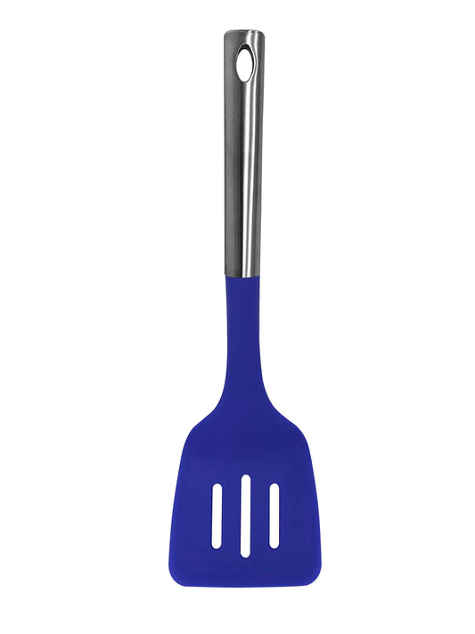 Nylon Utensils, Slotted Turner, SS Handle, Blue, 13.5"
