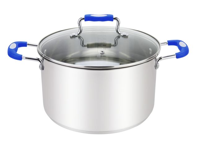 Millvado stainless steel stock pot 6Q￼ blue handle
