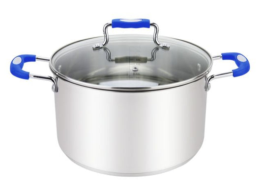 Millvado stainless steel stock pot 6Q￼ blue handle