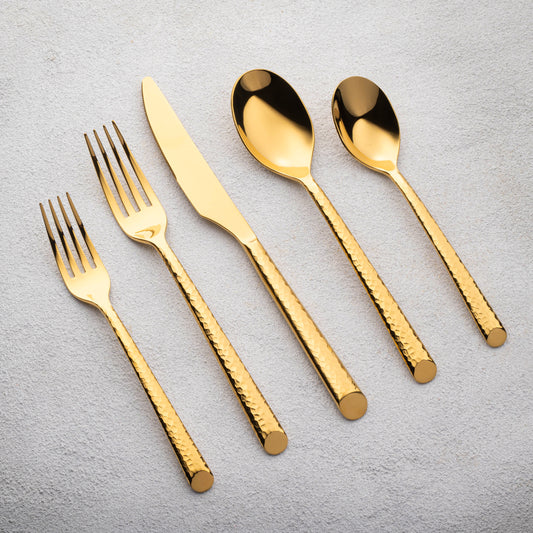 20 piece flatware, set dining collection gold