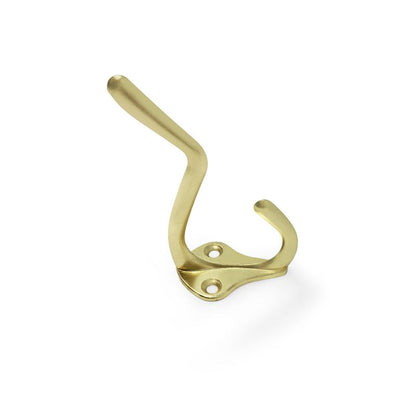 2-7/8 in. Double Coat and Hat Hooks Wall Mounted In Brass-Plated (2-Pack)