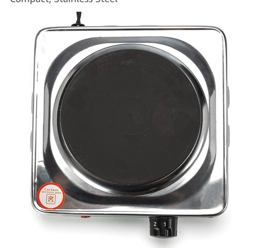Dominion D1003S Hot Plate Electric Burner Single, Compact, Stainless Steel