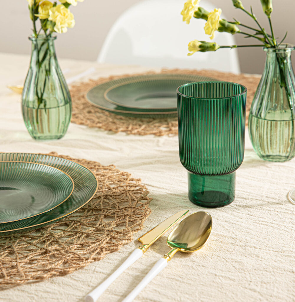 Ribbed Tumblers 12 oz Green