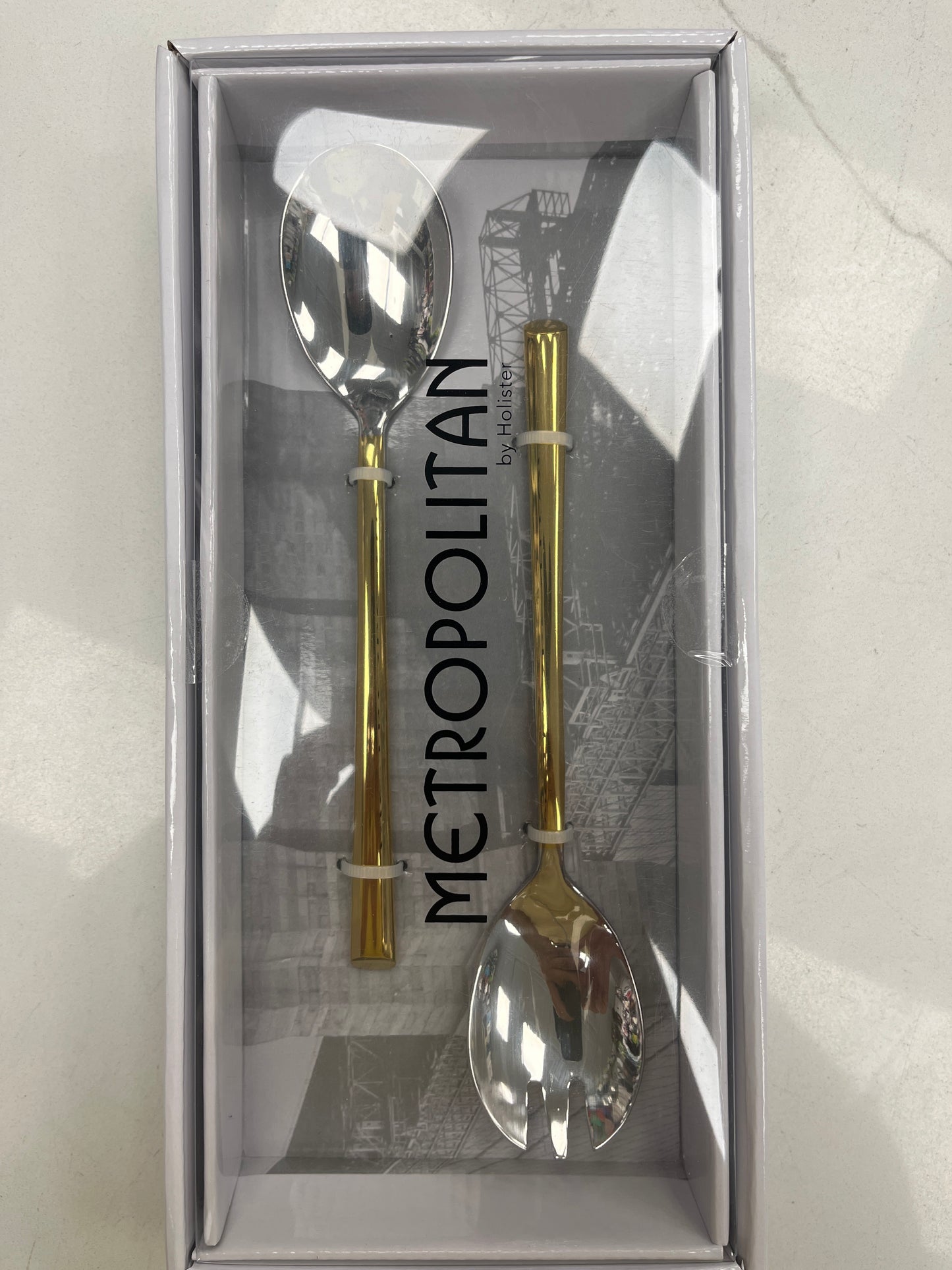 Gold stainless steel salad set