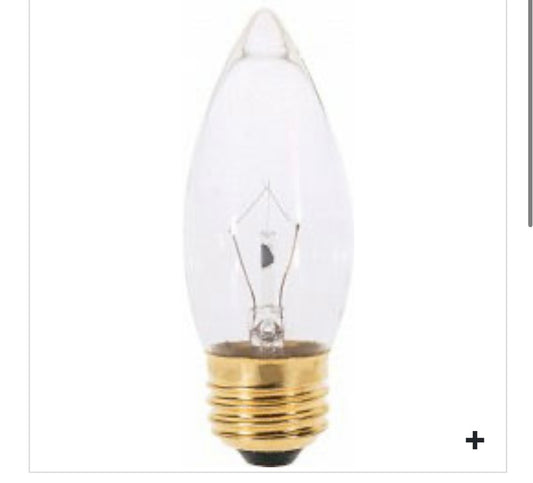 TORPEDO-MED BASE-CHANDELIER 25 watt CLEAR