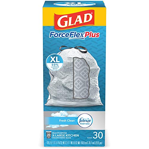 Glad for flex fresh clean Febreze sent 20 gallon bags white